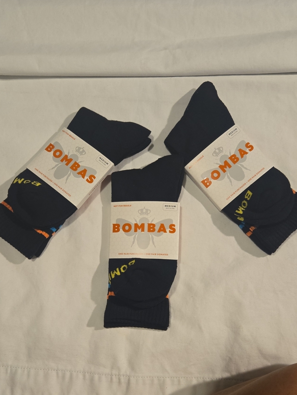 Bundke Bombas Black Crew Socks with Multicolor Accents - 3-Pack
